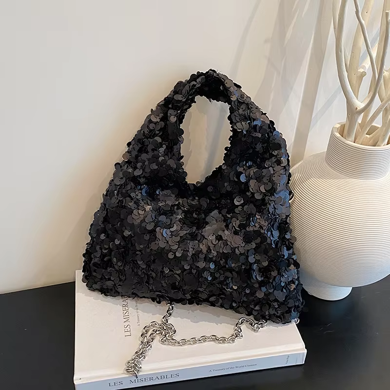 Sac à bandoulière carré à paillettes brillantes pour femmes