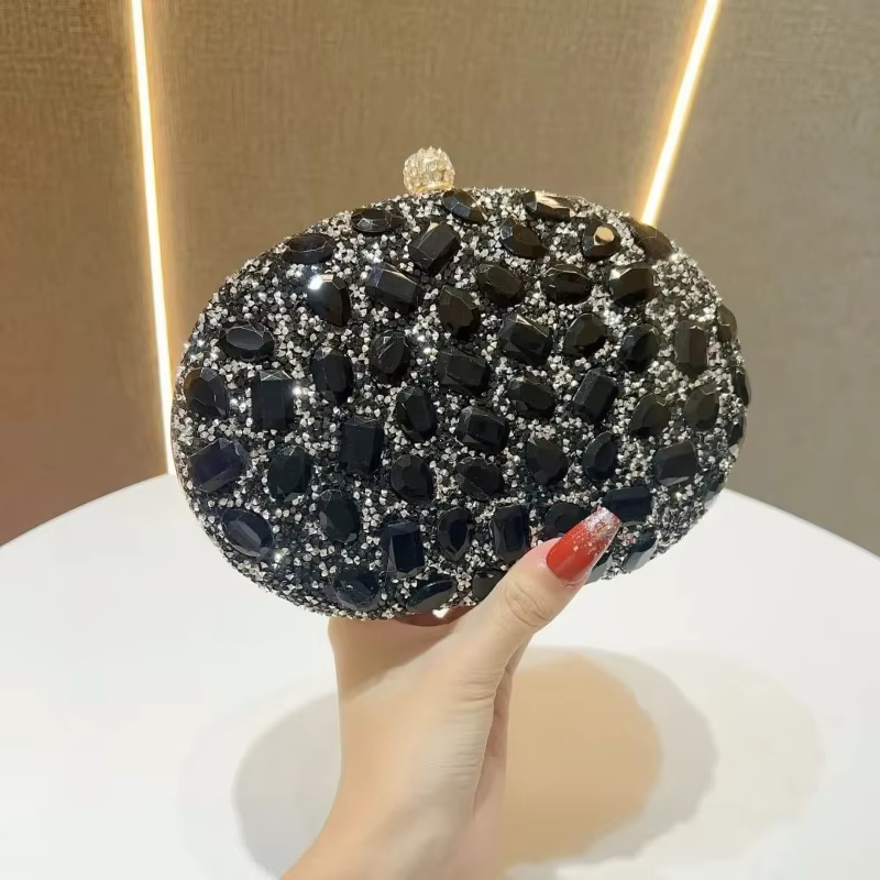 Sacs de soirée de luxe en cristal argenté et diamant doré pour fête d'anniversaire