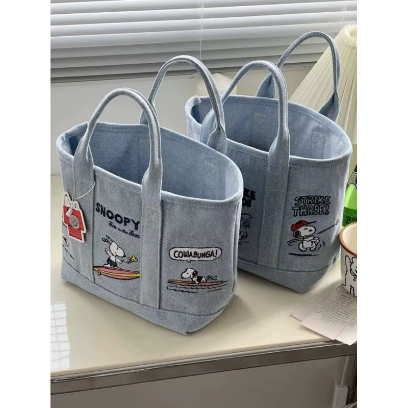 Nouveau Sac en Toile Brodé Kawaii Snoopy 2026 – Série Cartoon Portable pour Étudiants, Sac à Bento, Sac de Bureau et de Transport Quotidien