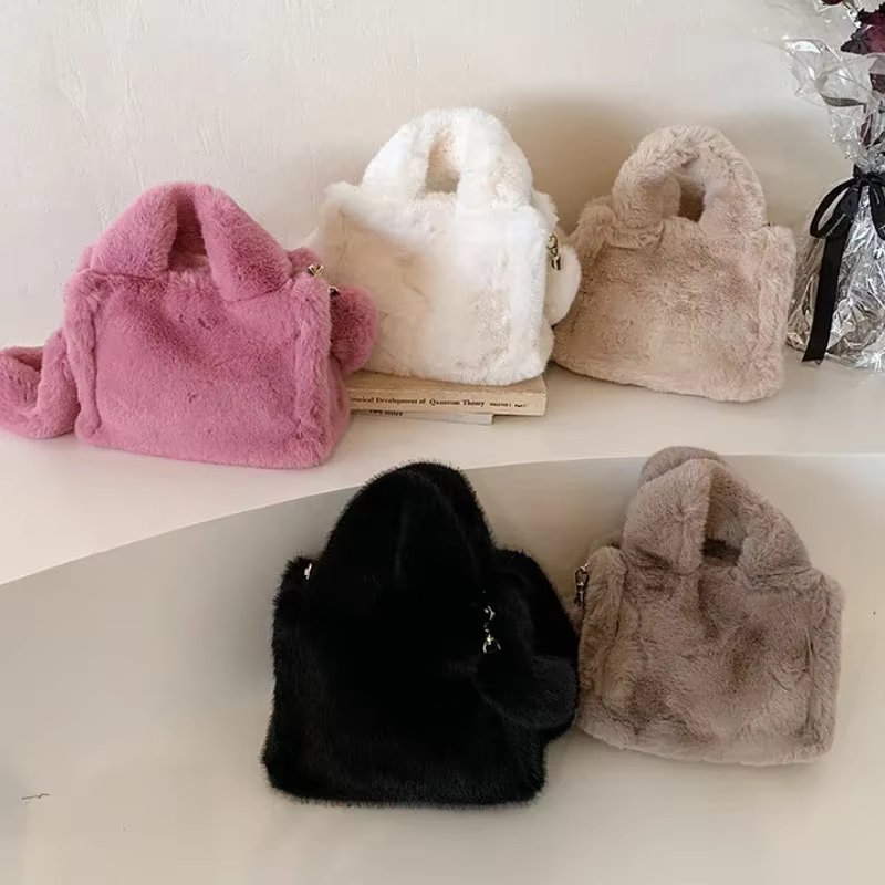 Sac à Main de Luxe en Fausse Fourrure pour Femme