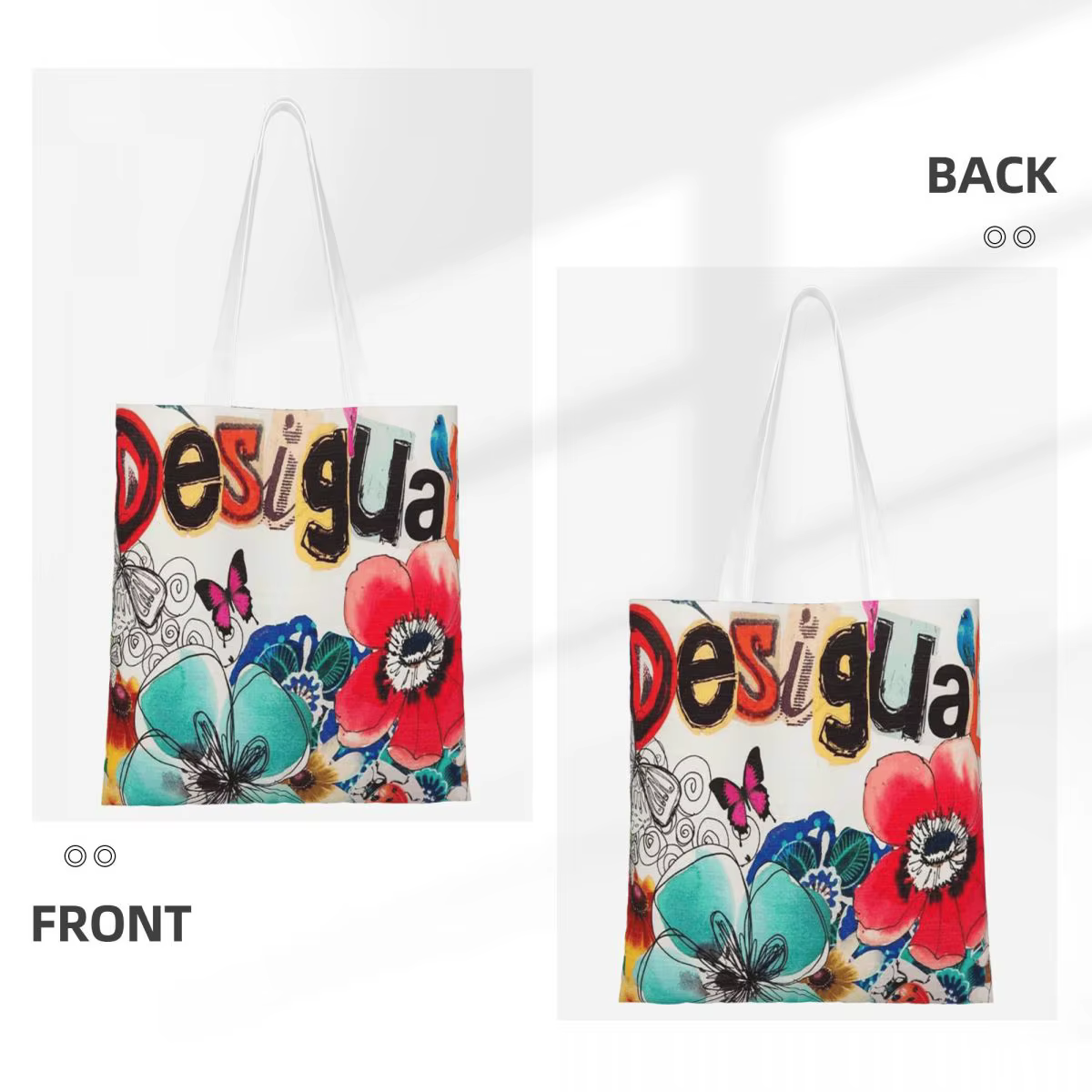Desigual sacs à provisions personnalisés dames toile le sac fourre-tout réutilisable femmes épaule