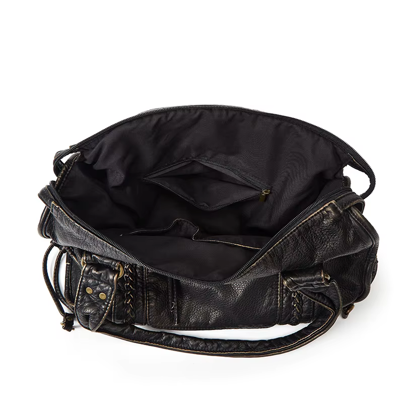 SHELKSBAG femmes sac de ville Vintage Antique Bronze PU bandoulière fourre-tout sacs grande capacité