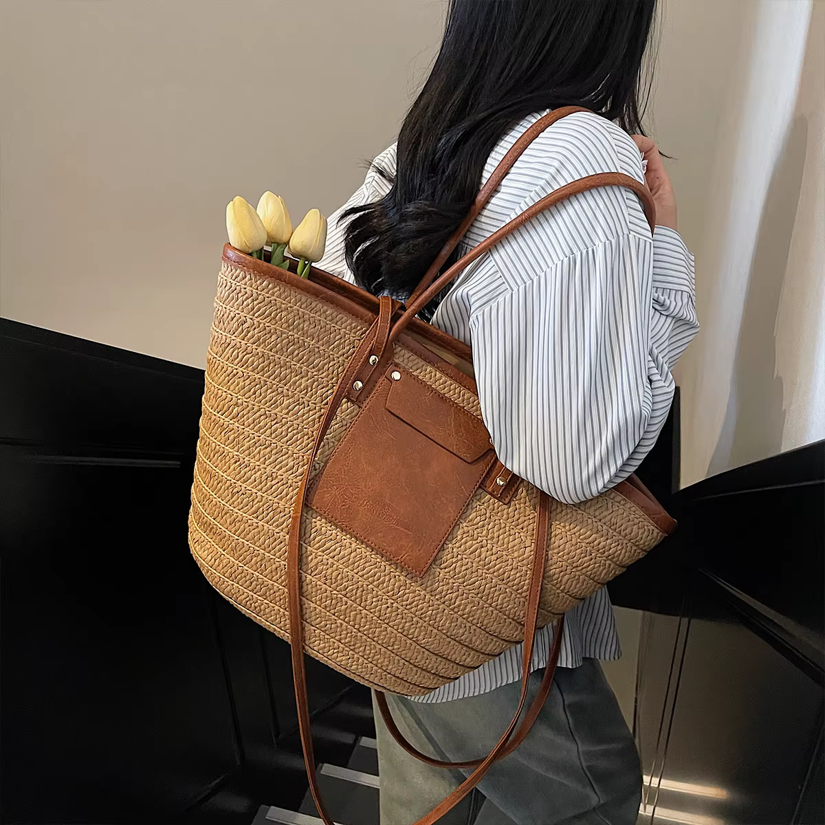 Sac à bandoulière, sac en paille forestière