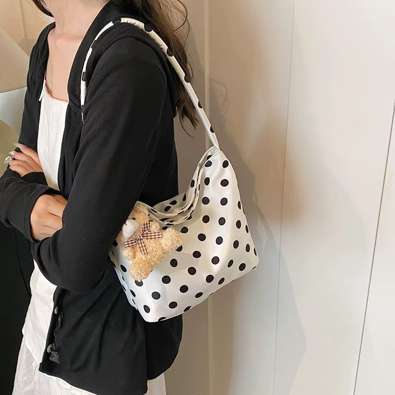 Sac fourre-tout tendance à pois pour femmes