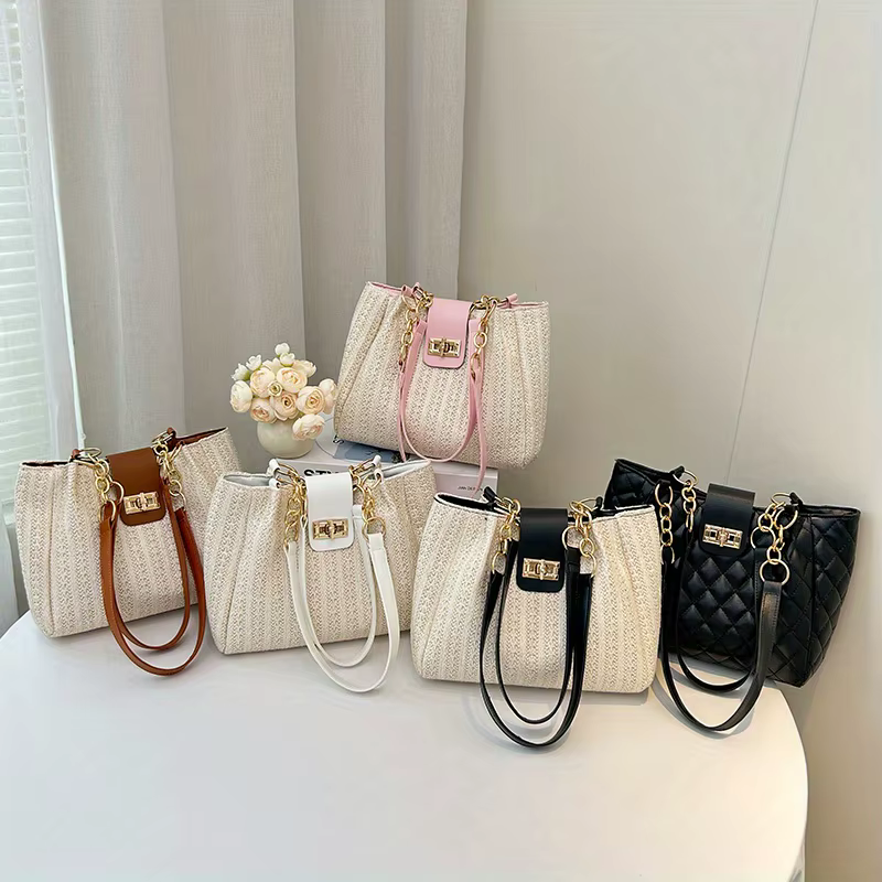 Nouveau Mori mode femmes sac à main rétro tissé sac fourre-tout simple grande capacité épaule sac