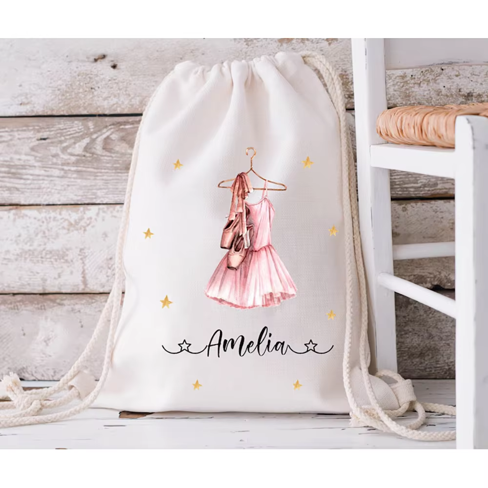 Sac de Ballet personnalisé ballerine cordon coton sacs de sport changement de vêtements maternelle retour à l'école filles sac de danse de robinet