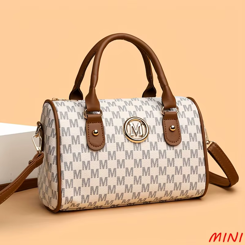 Women Alphabet Shoulder Bag with Golden "M" Logo