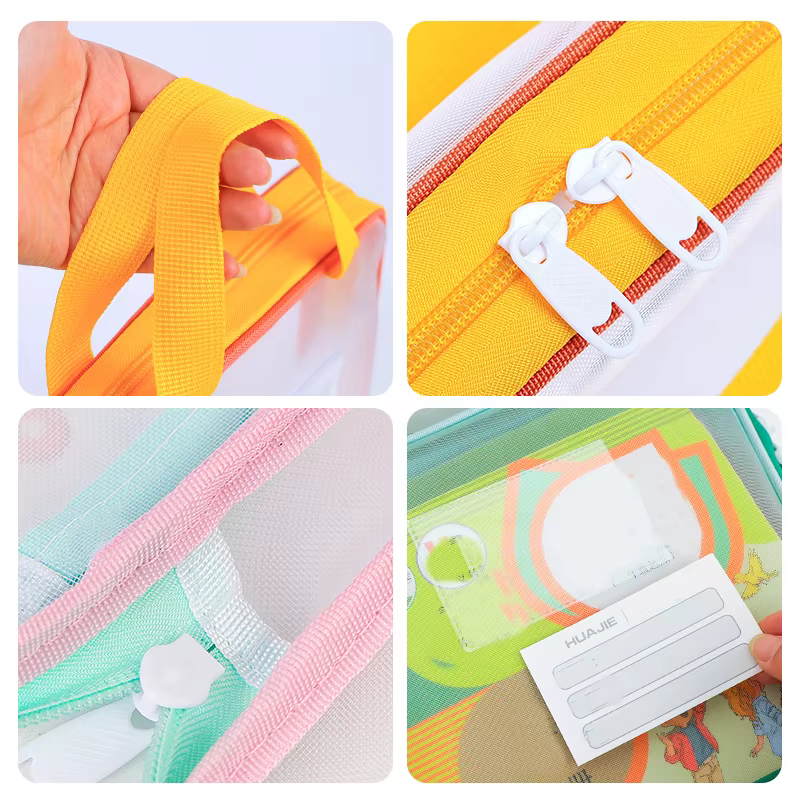 Sac fourre-tout vertical transparent grande capacité, sac de rangement zippé pour livres d'examen