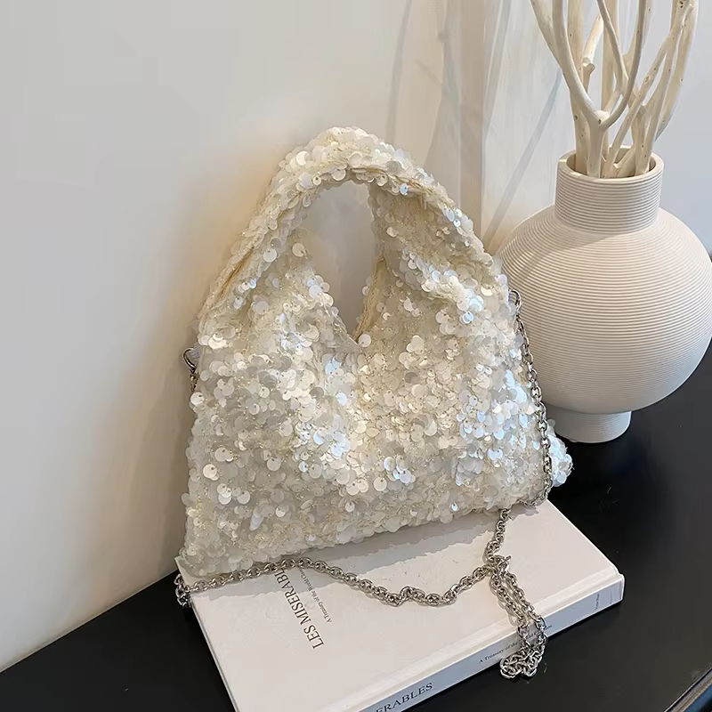 Sac à bandoulière carré à paillettes brillantes pour femmes