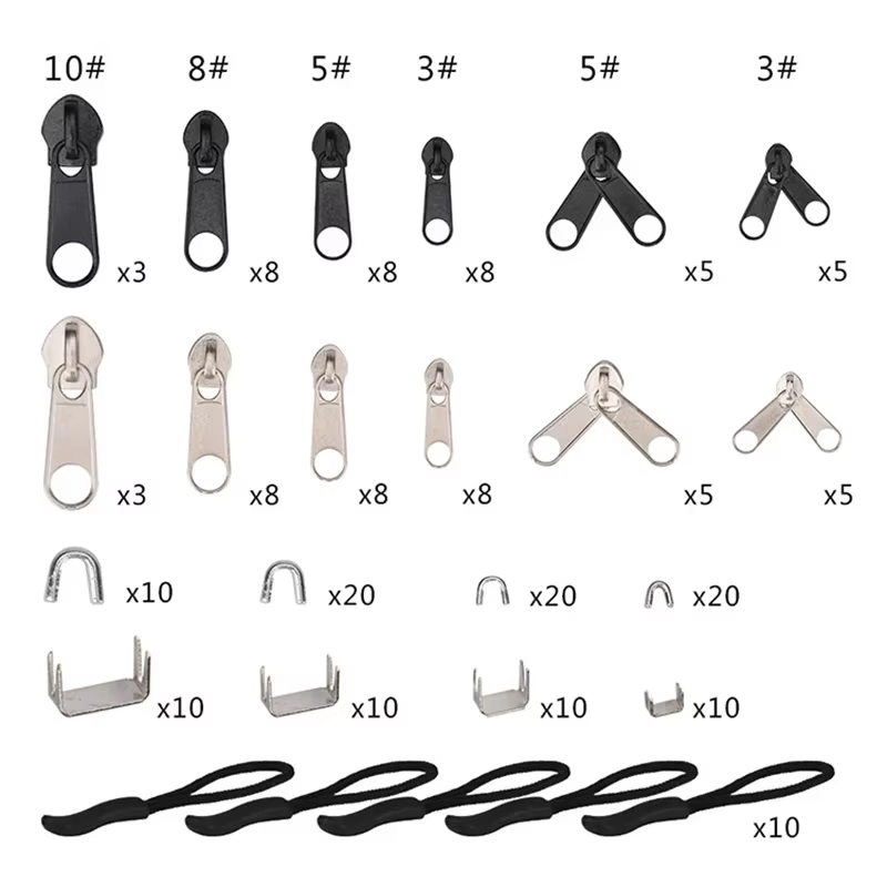 Kit de réparation de fermetures éclair 85 pièces/ensemble – Tête de curseur et tirette universels