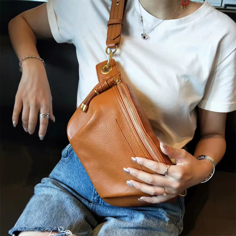 BRIGGS – sac à bandoulière multifonctionnel en cuir véritable gaufré pour femmes, sacoche de poitrine, accessoire féminin à la mode