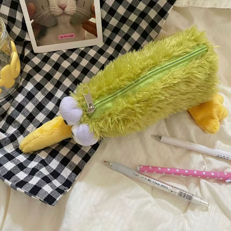 Pochette en peluche oiseau vert Kawaii