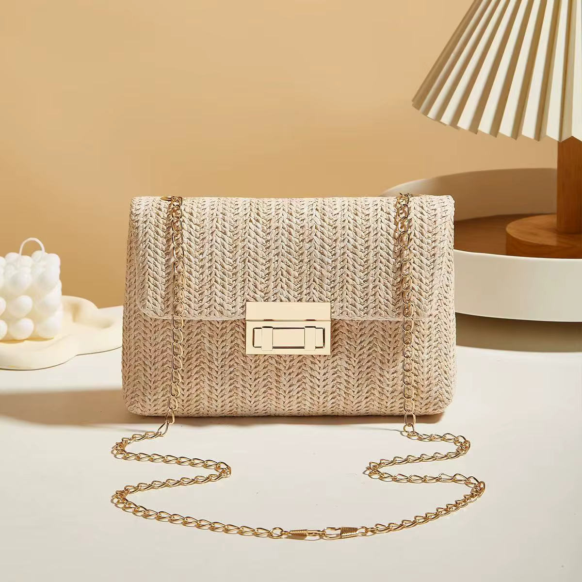 Sac à main pour femme en paille tressée de style rétro tendance