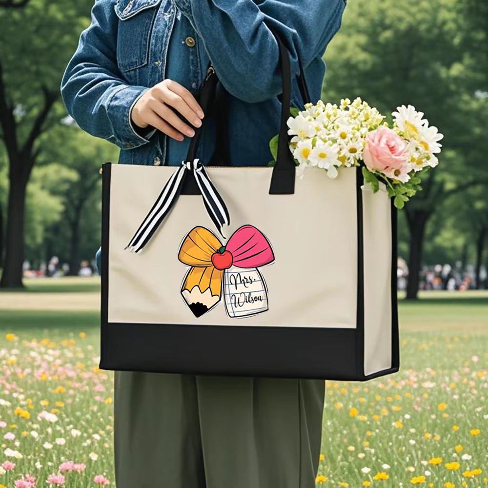 Sac fourre-tout personnalisé avec nom de l'enseignant