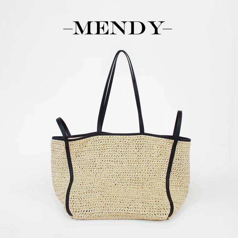 Sac Tote Femme Paille Rafia Tissé Plage Grande Capacité Été Shopping Anse Cuir Casual Élégant Grand 2025 Tendance Best-seller Mode Féminine Style Naturel Artisanal Fait Main Vacances Resort Chic Bohèm