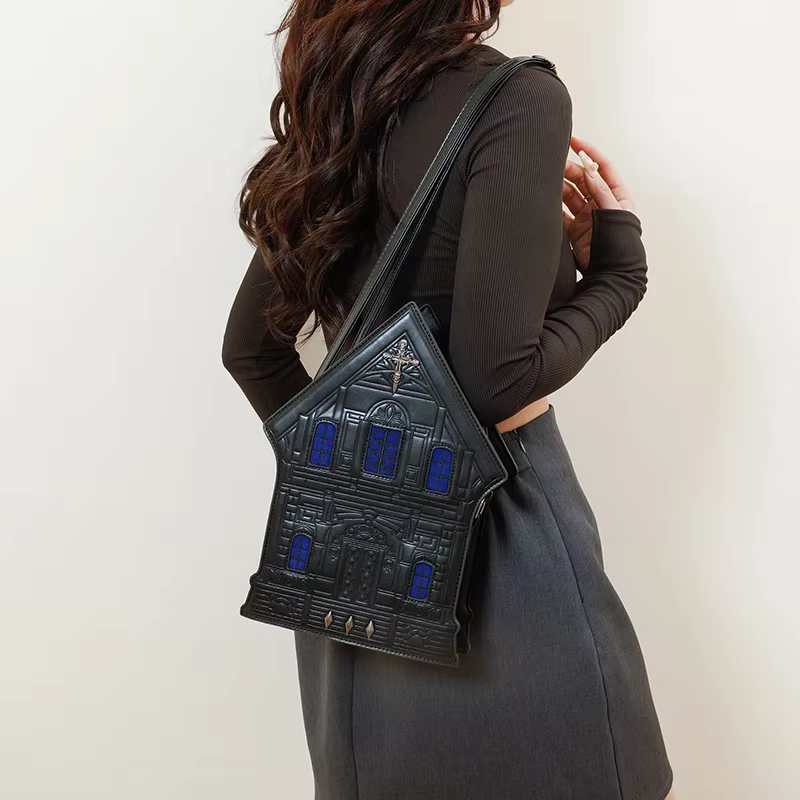 Nouveau sac latéral créatif tridimensionnel en forme de maison pour dames Style Punk sacs à bandoulière personnalisés