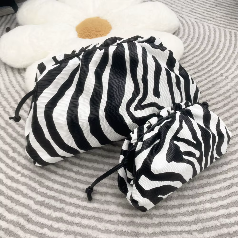 Sac Nuage Plissé Imprimé Zèbre Nouveau Petit Sac à Clip Bandoulière Pochette de Soirée