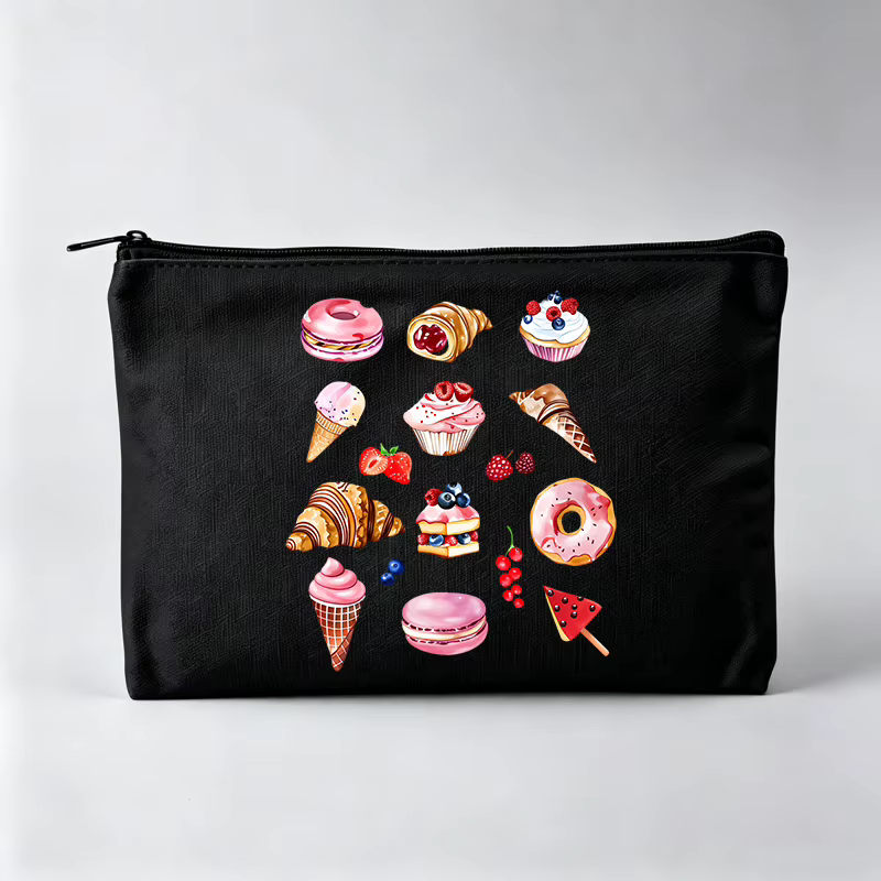 Pochette à maquillage à motif de desserts pour femmes