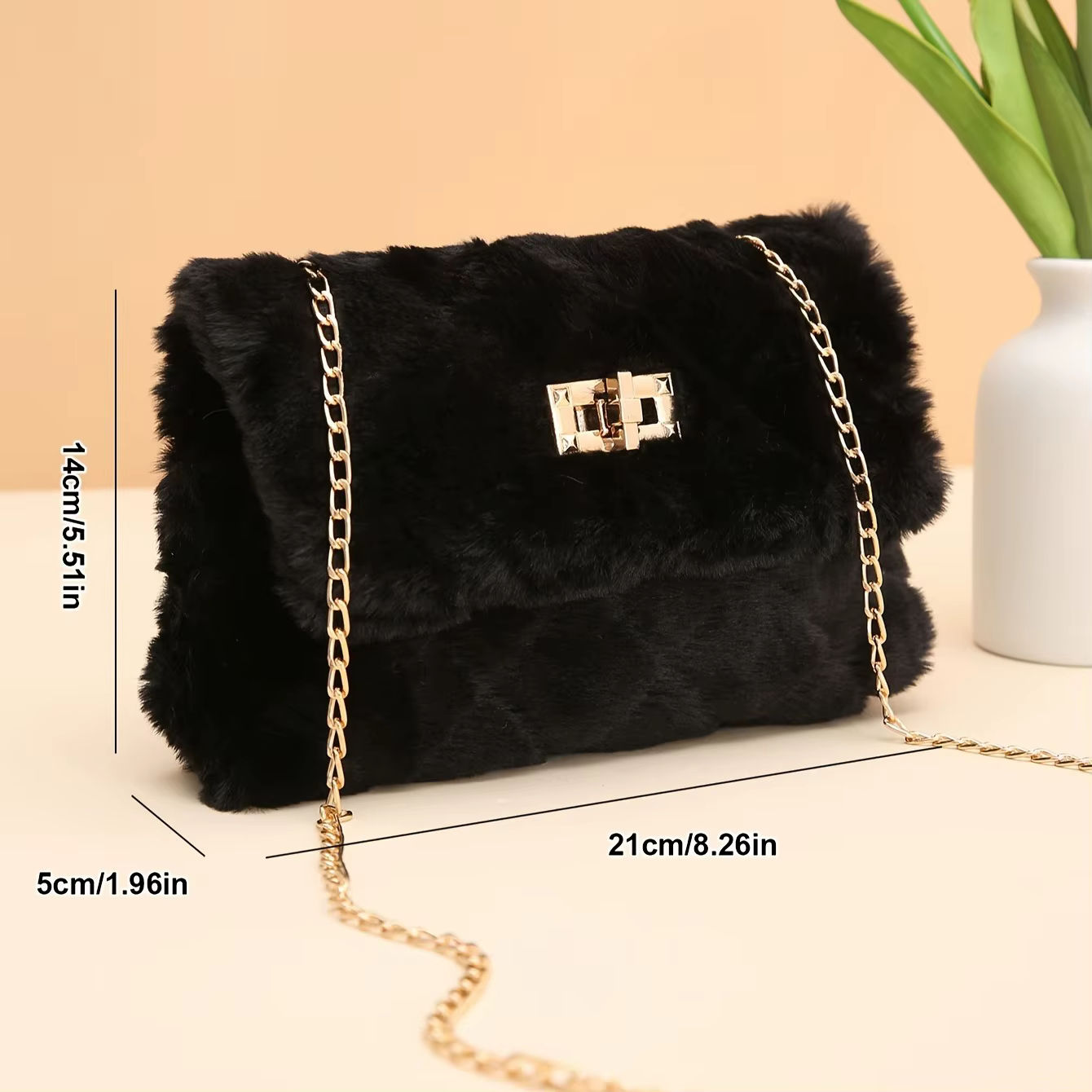 sac à bandoulière en fausse fourrure
