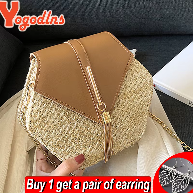 Yogodlns-Sac à main en rotin pour femmes