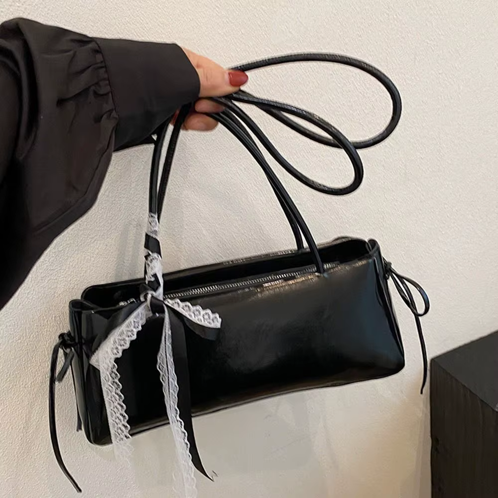 Sac à bandoulière multicolore tendance en cuir PU avec nœud papillon