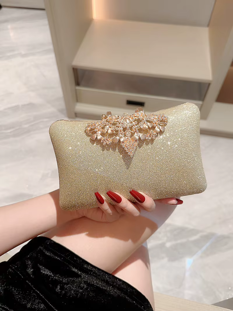 Pochette chaîne en métal doré diamants paillettes sacs de soirée brillant décontracté