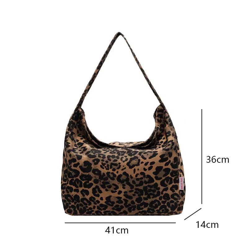 Sac à main en toile léopard vintage pour femmes 2025 Grand sac fourre-tout