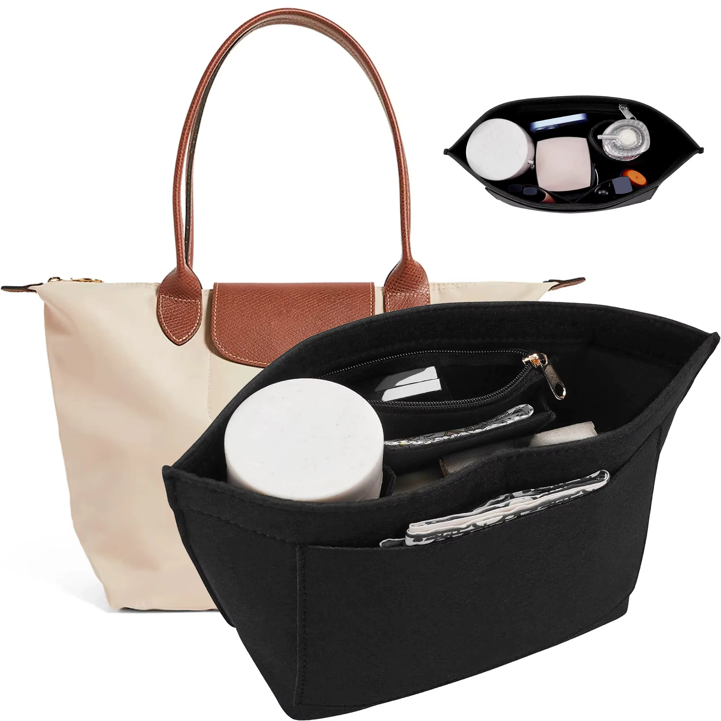 Insert de sac à main en feutre, insert de sac à main Longchamp Le Pliage