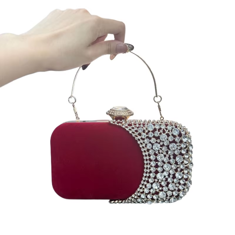 Pochette de soirée rétro diamant intégré pour femmes