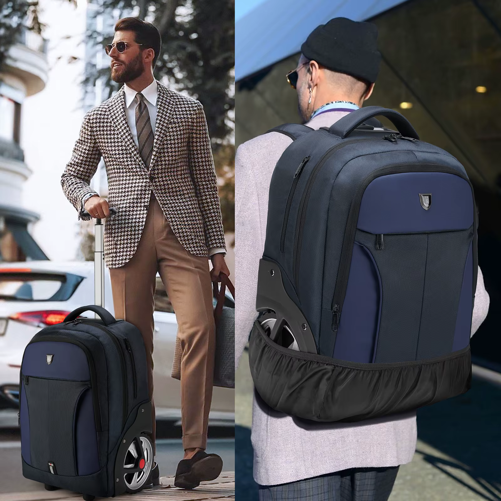RUCYEN sac à dos à bagages roulant avec roues valises de voyage sacs à roulettes de grande capacité sac à dos
