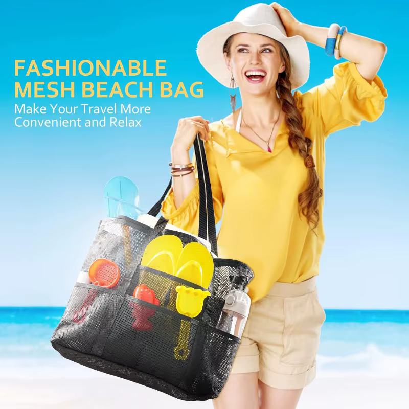 Sac de plage en filet - Grand sac de plage familial extra large