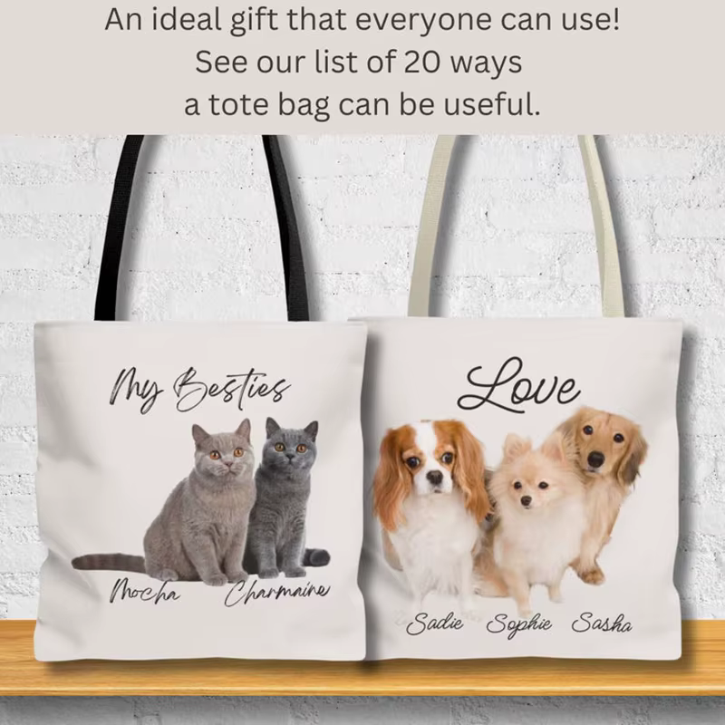 Sac fourre-tout personnalisé avec Portrait d'animal de compagnie