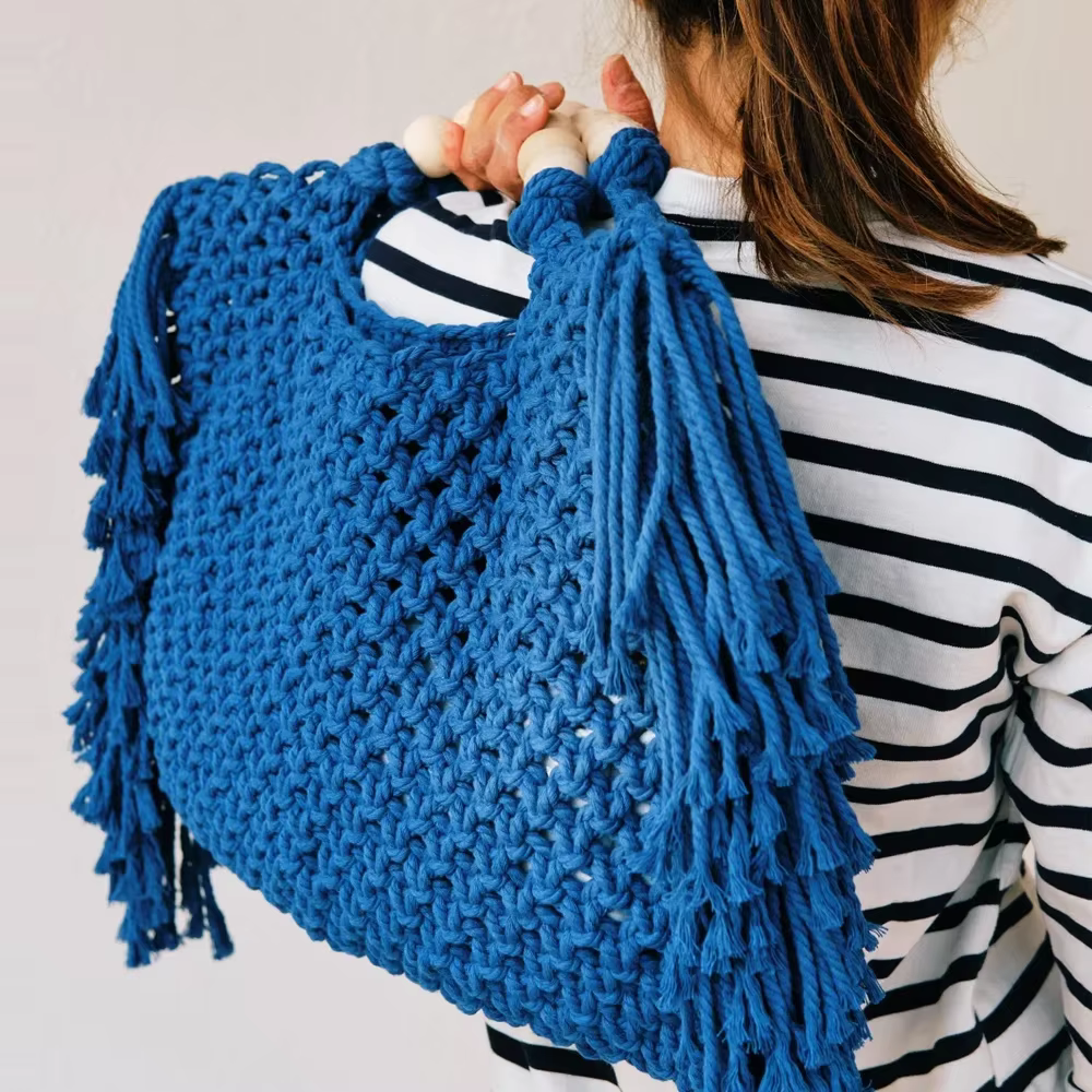 Sacs fourre-tout grande capacité sac à main de luxe de créateur pour les femmes nouveau tricot gland perles décorer sac