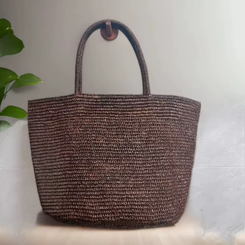 Nouveau Sac Fourre-tout Grande Capacité en Raphia Vert Fait Main 2026 – Sac de Plage en Paille Naturelle Tressé Designer pour Femme – Sac à Bandoulière Tendance