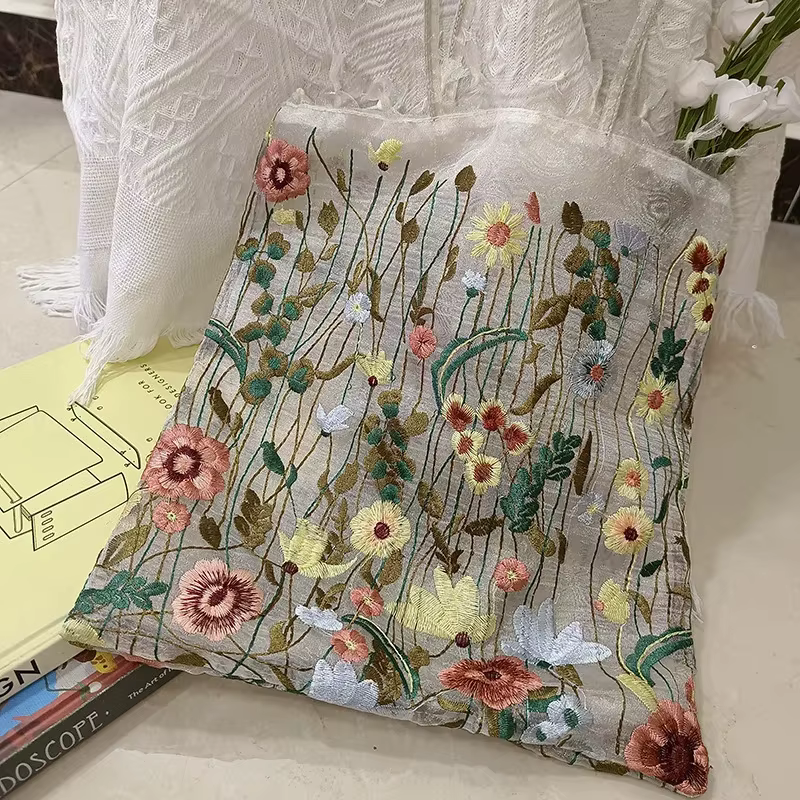 Sac à bandoulière en dentelle brodée de fleurs pour femmes