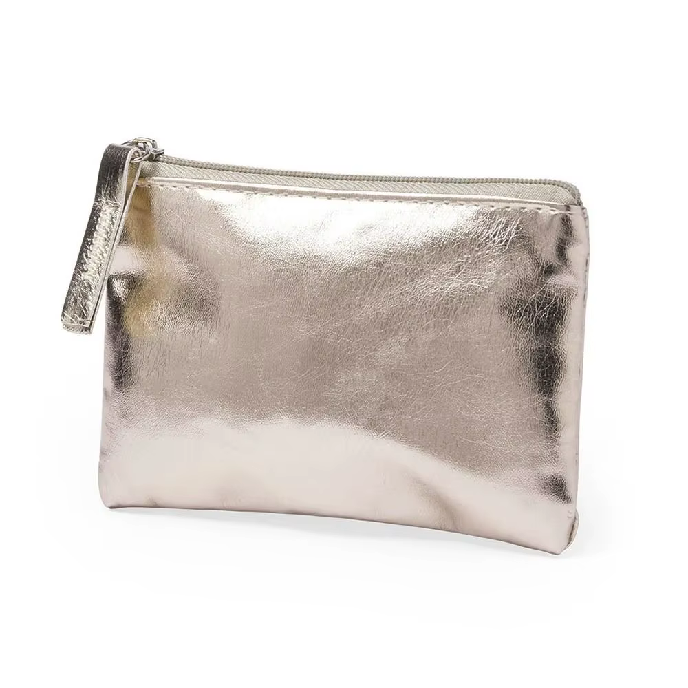 Sac à cosmétiques Portable porte-monnaie en PU brillant Style coréen couleur unie fermeture éclair