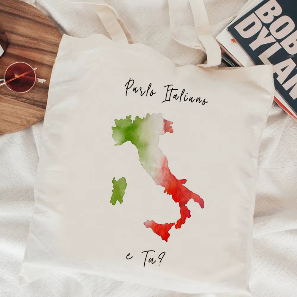 Sac fourre-tout en toile personnalisable pour courses, Italie, pour femme
