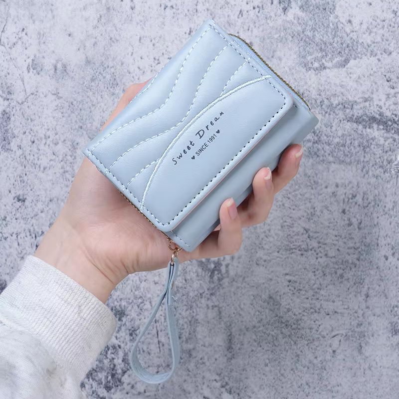 Nouveau style – Mini porte-monnaie pour femme en cuir PU avec fermeture éclair