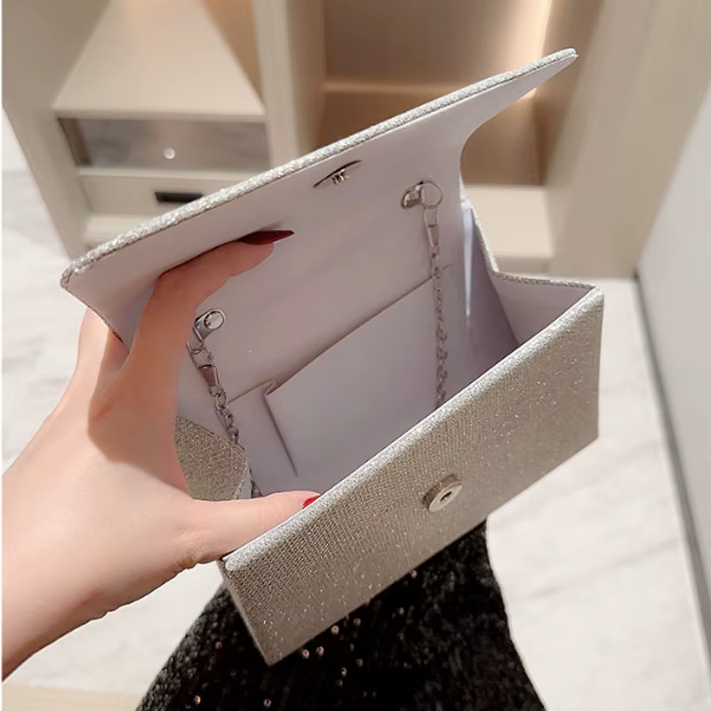 Perle chaîne sacs à bandoulière luxe sac à main or brillant soie sac de soirée femmes élégant mode Banquet pochette