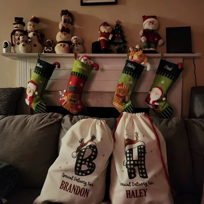Sac cadeau personnalisé joyeux noël à cordon