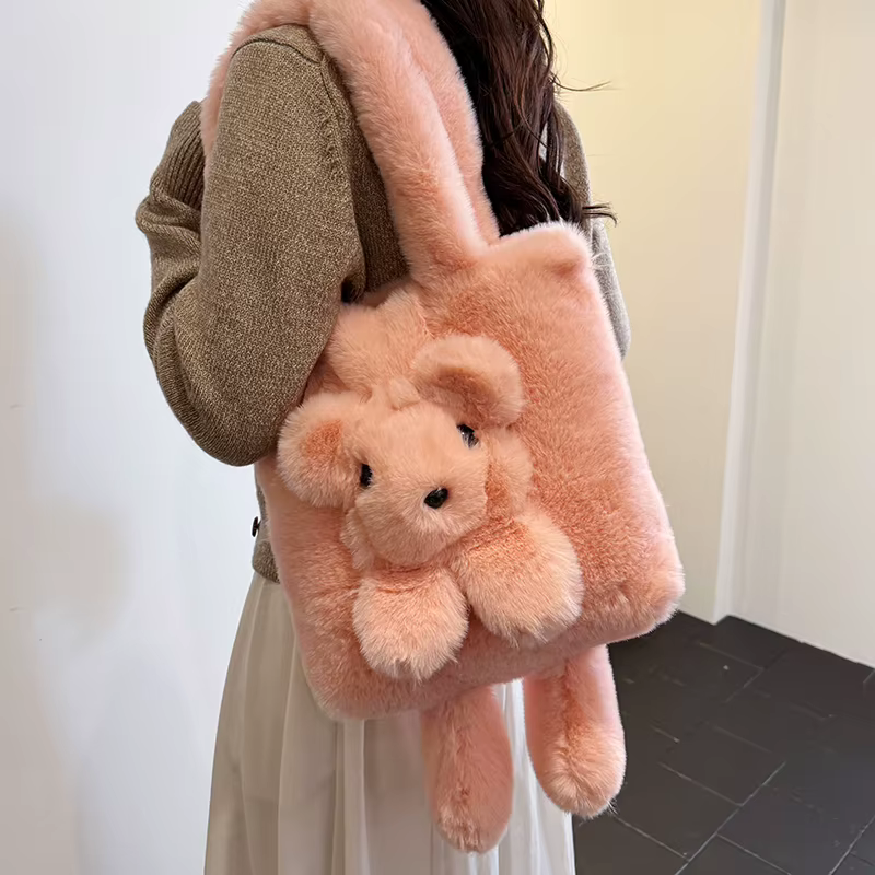 Sacs à bandoulière en peluche ours mignon pour femmes