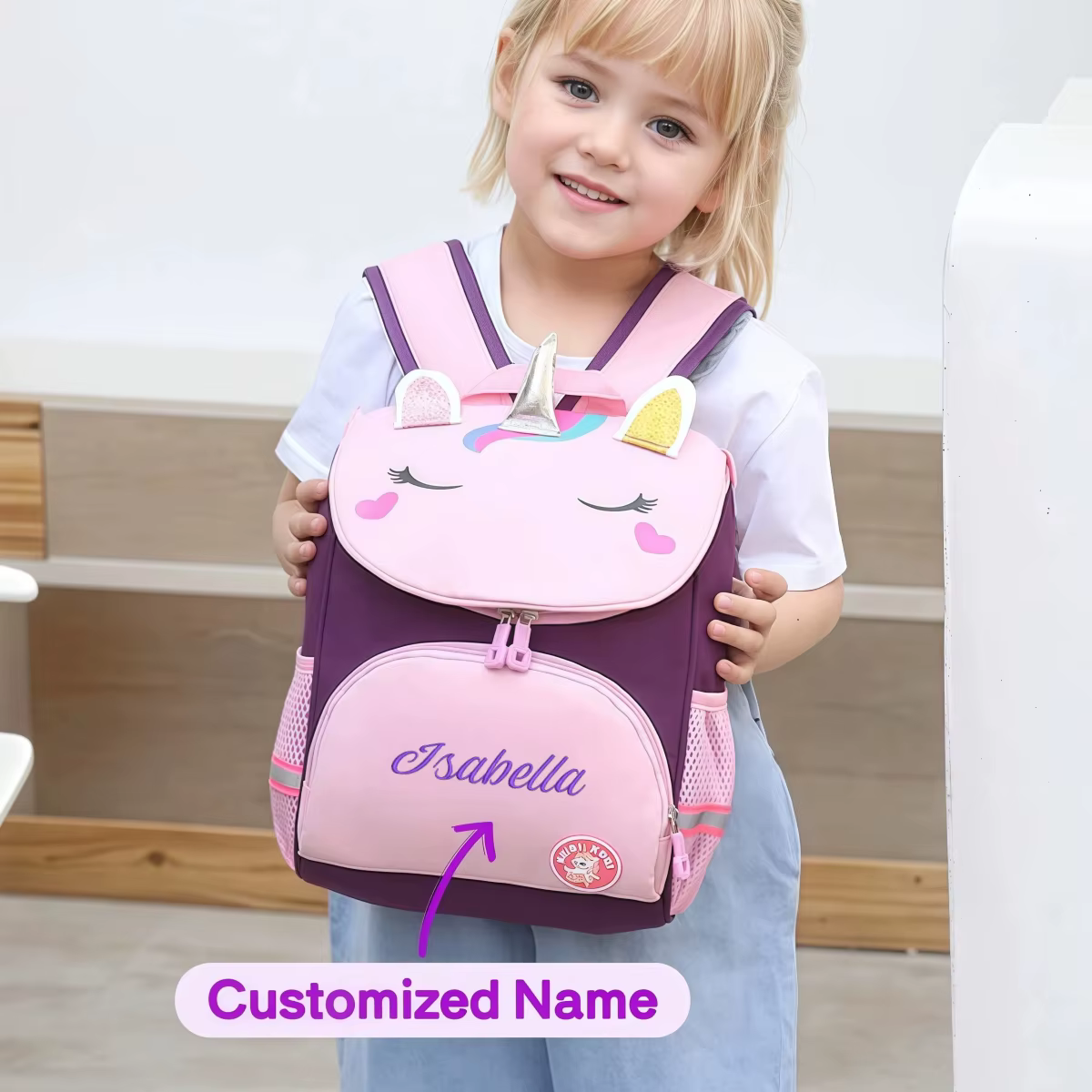 Sac à dos licorne personnalisé pour filles