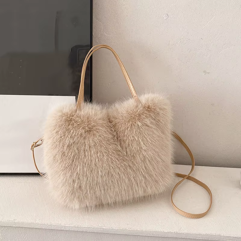 Sac fourre-tout en fausse fourrure pour femmes