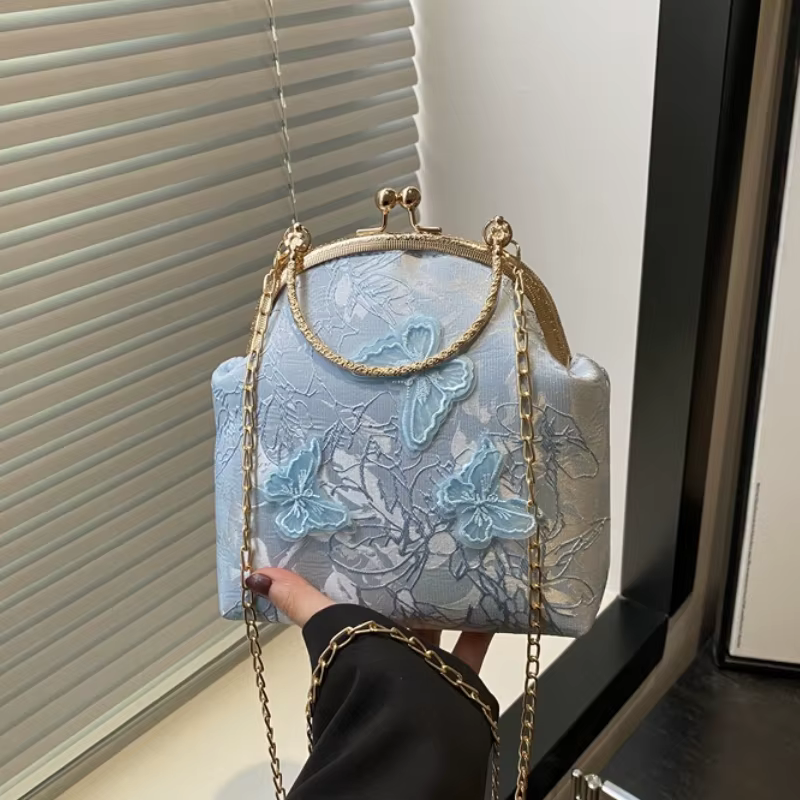 Papillon broderie dîner fête dames chaîne sac à bandoulière élégant Simple femme sacs à main Style chinois femmes