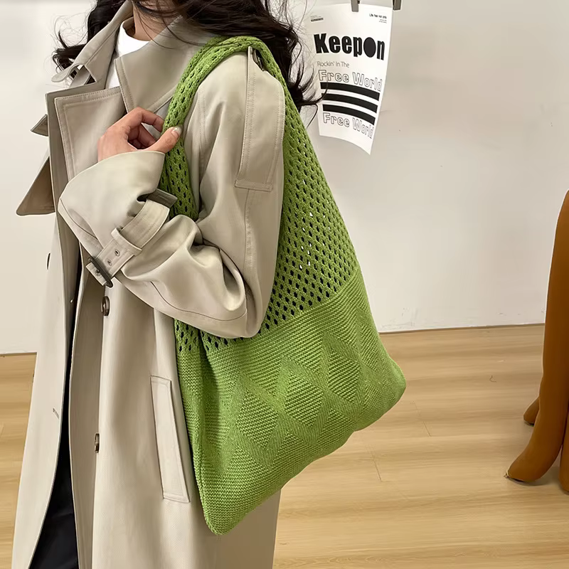 Sac fourre-tout vintage chic en fil tissé avec intérieur spacieux
