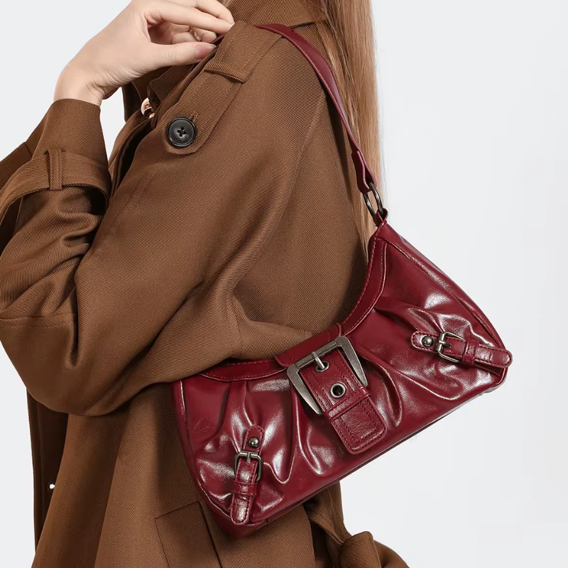 Y2K – sac à bandoulière Hobo plissé rétro pour femmes