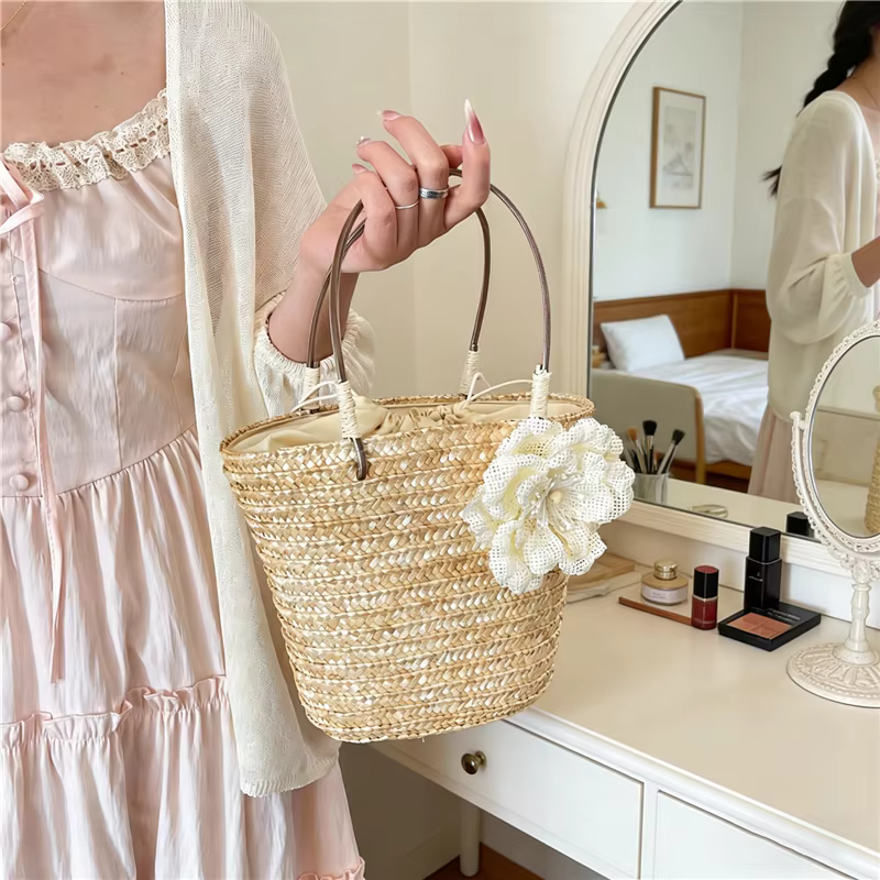 Sacs à main en paille au design simple pour femmes