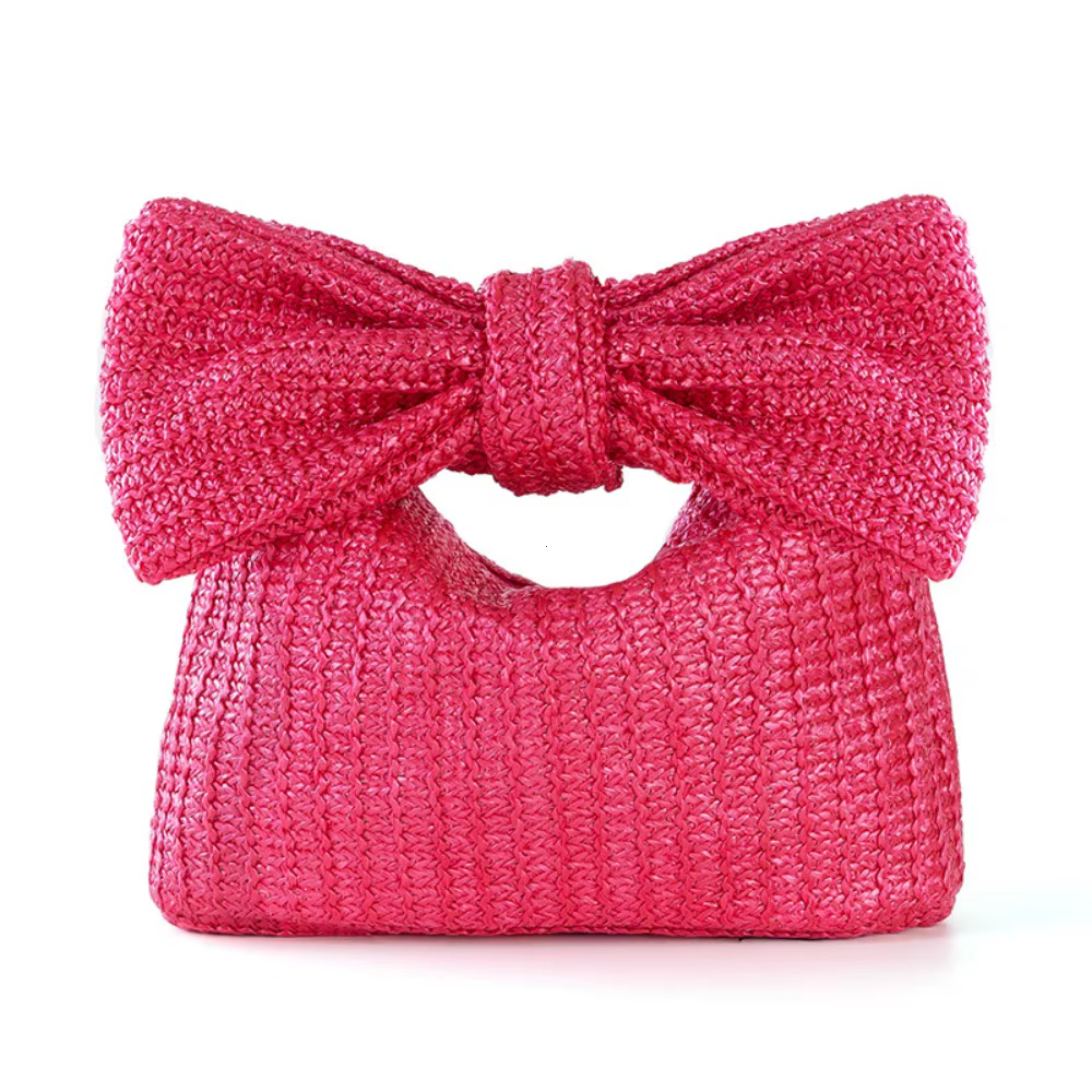 Sac à main chic en paille avec nœud pour femme – Design élégant d'été