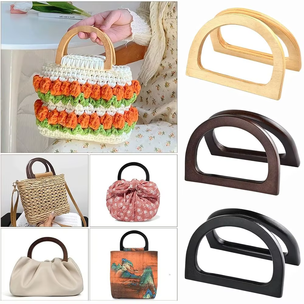 Nouvelles poignées de sac en bois en forme de D pour sacs DIY