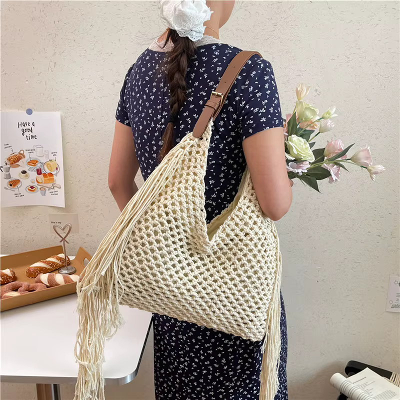 Sac de plage en paille pour femme